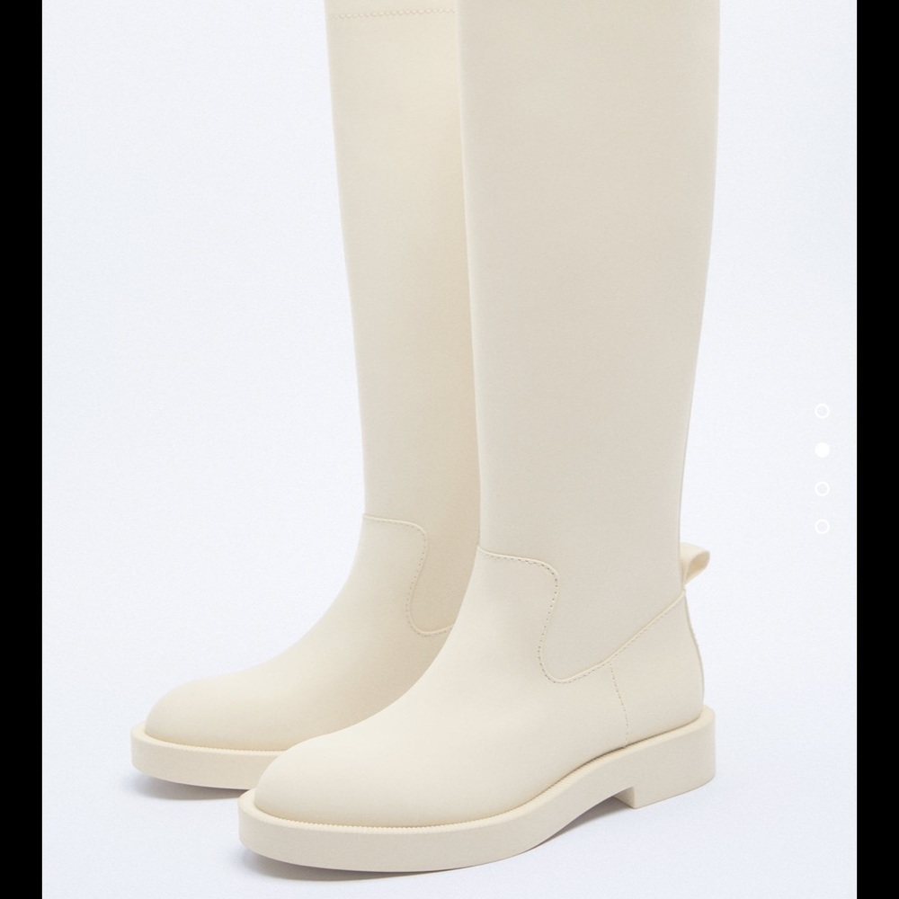 ZARA off white rubberized boots knee high NEW never worn